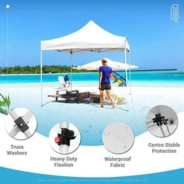 Homall 10X10 Ft Pop Up Canopy Ez Up Canopy Tent Commercial Instant Shelter Patio Sun Shade Canopies with Roller Bag, 4 Canopy Sand Bags (White)