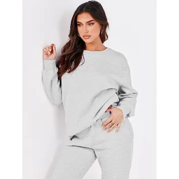ANRABESS Women's Fall Lounge Set Sweatshirt Jogger Pants