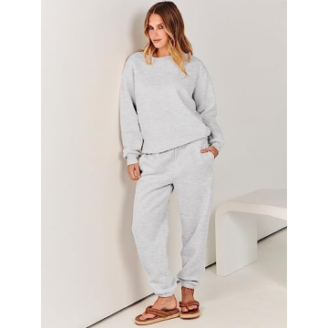 ANRABESS Women's Fall Lounge Set Sweatshirt Jogger Pants