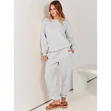 ANRABESS Women's Fall Lounge Set Sweatshirt Jogger Pants