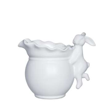 Charming Handmade Vase Planter Dancing Rabbit for Easter Decor