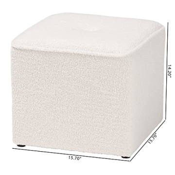 Baxton Studio Isaiah Ivory Boucle Ottoman for Modern Homes