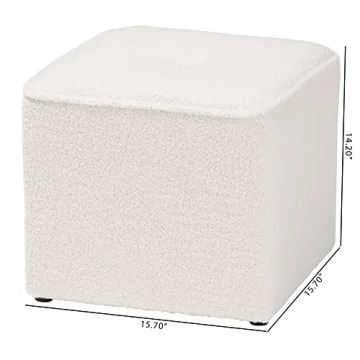 Baxton Studio Isaiah Ivory Boucle Ottoman for Modern Homes