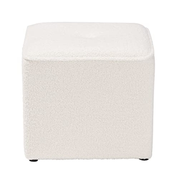 Baxton Studio Isaiah Ivory Boucle Ottoman for Modern Homes