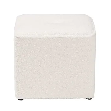 Baxton Studio Isaiah Ivory Boucle Ottoman for Modern Homes