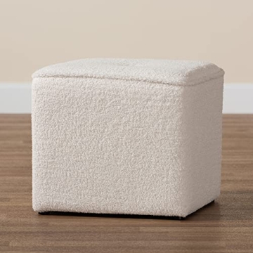 Baxton Studio Isaiah Ivory Boucle Ottoman for Modern Homes