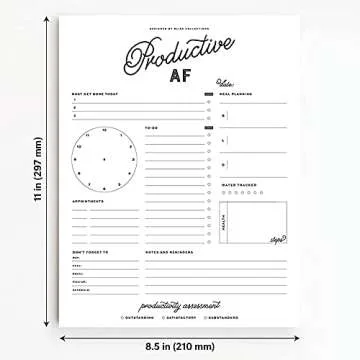 Bliss Collections Daily Planning Pad, To Do List Notebook - Productive AF - Undated Tear-Off Sheets Notepad - Work Calendar, Organizer, Scheduler for Goals, Tasks, Ideas - 8.5" x 11", 50 Sheets