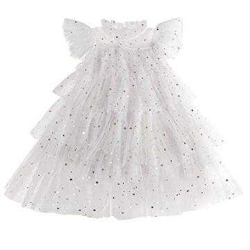 TTYAVO Girls Little Stars Printed Layered Tutu Dress
