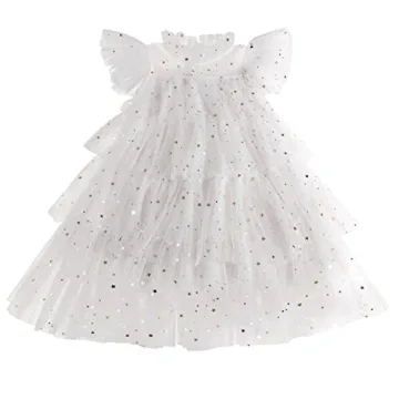 TTYAVO Girls Little Stars Printed Layered Tutu Dress