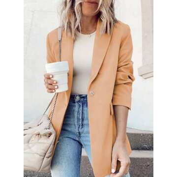 Dokotoo Women's Blazers & Suit Jackets Open Front Buttons Fashion Jacket Solid Color Work Office Spr...