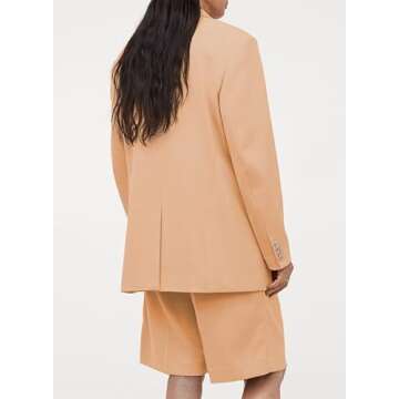 Dokotoo Women's Blazers & Suit Jackets Open Front Buttons Fashion Jacket Solid Color Work Office Spring Blazer Jackets for Women Business Casual Peach Small