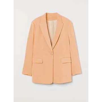 Dokotoo Women's Blazers & Suit Jackets Open Front Buttons Fashion Jacket Solid Color Work Office Spring Blazer Jackets for Women Business Casual Peach Small