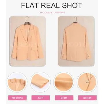 Dokotoo Women's Blazers & Suit Jackets Open Front Buttons Fashion Jacket Solid Color Work Office Spring Blazer Jackets for Women Business Casual Peach Small