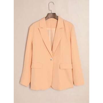 Dokotoo Women's Blazers & Suit Jackets Open Front Buttons Fashion Jacket Solid Color Work Office Spring Blazer Jackets for Women Business Casual Peach Small