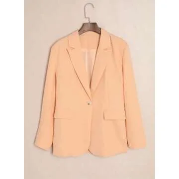 Dokotoo Women's Blazers & Suit Jackets Open Front Buttons Fashion Jacket Solid Color Work Office Spring Blazer Jackets for Women Business Casual Peach Small