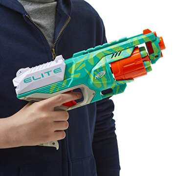 NERF Elite Disruptor Dynamic Green Dart Blaster, Rotating Drum, Slam Fire, Outdoor Toys, Easter Gift...