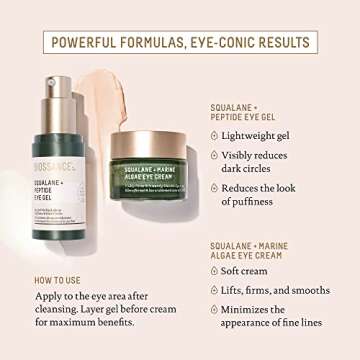 Biossance Squalane + Peptide Eye Gel - Ultra-Hydrating Under Eye Cream - Reduces Puffiness & Dark Circles - Eye Wrinkles Repair Moisturizer- Anti Aging & Hydrating, Day & Night Cream - 0.5oz