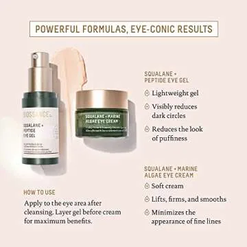 Biossance Squalane + Peptide Eye Gel - Ultra-Hydrating Under Eye Cream - Reduces Puffiness & Dark Circles - Eye Wrinkles Repair Moisturizer- Anti Aging & Hydrating, Day & Night Cream - 0.5oz