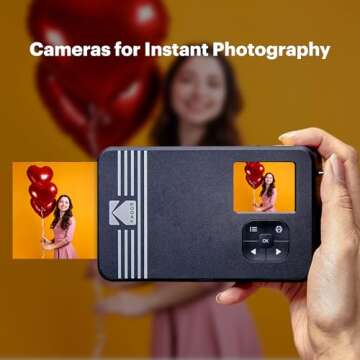 KODAK Mini Shot 2 Retro 4PASS 2-in-1 Instant Digital Camera and Photo Printer (2.1x3.4 inches) Initial 8 Sheets + 60 Sheets Gift Bundle, White