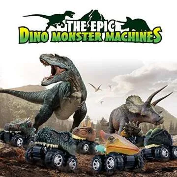 DinoBros Pull Back Dinosaur Cars for Kids Age 3-7