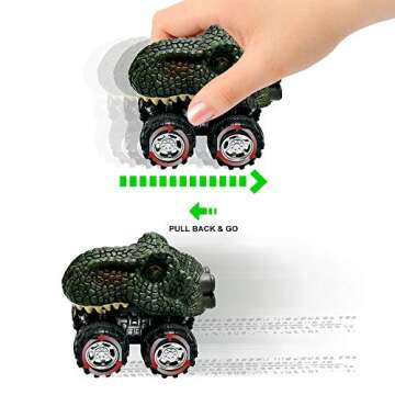 DINOBROS Dinosaur Toy Pull Back Cars 6 Pack Dinosaur Boy Toys Age 3,4,5,6,7 Dino T-Rex Games