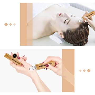 MYKASEN 12Pcs 10ml Roller Bottles Balls for Essential Oils, Roll on Bottles with Bamboo Shell Clear Glass Inner, Portable Refillable Perfume Sample Bottle with Stainless Steel Ball