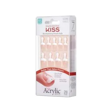 KISS Salon Acrylic, Press-On Nails, Nail glue included, 'Power Play', Pink, Real Short Size, Squoval...