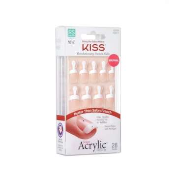 KISS Salon Acrylic, Press-On Nails, Nail glue included, 'Power Play', Pink, Real Short Size, Squoval Shape, Includes 28 Nails, 2g glue, 1 Manicure Stick, 1 Mini File