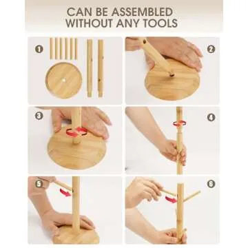 MaxGear Coffee Mug Holder, Bamboo Mug Rack, Cup Holder for Countertop, Wooden Cup Stand, Kitchen Organizer Coffee Tree with 6 Hooks