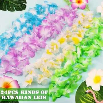 Vibrant 24pcs Hawaiian Leis for Luau Party Celebrations