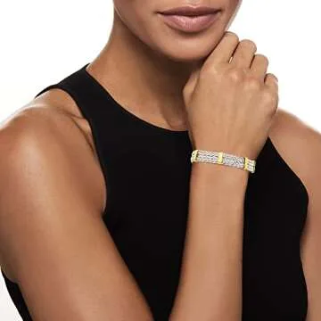 Ross-Simons Two-Tone Sterling Silver Wheat-Link Bracelet - 7 inches
