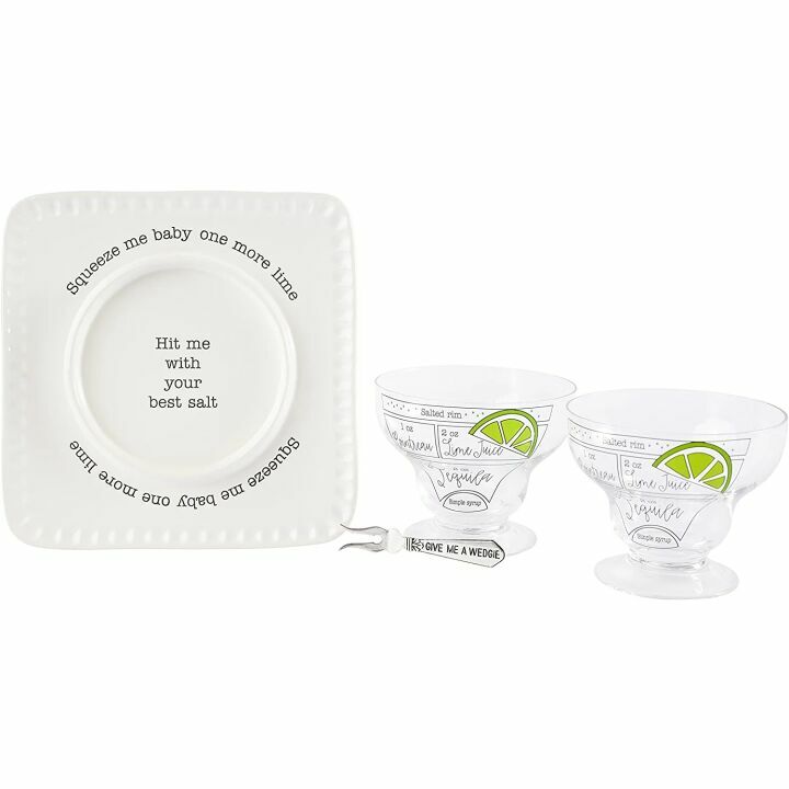 Mud Pie Margarita Gift Box with Glasses and Rimmer