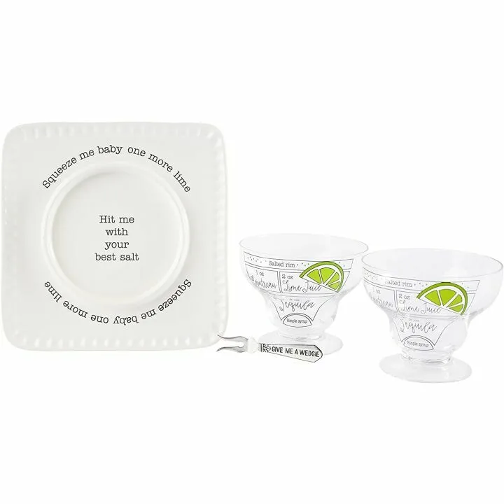 Mud Pie Margarita Gift Box with Glasses and Rimmer