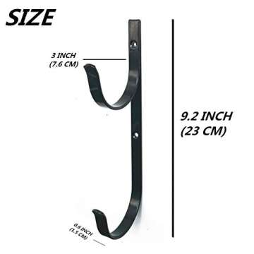 MENG ZHI AO 4 PCS Set Pool Pole Hangers Heavy Duty Black Aluminium Holder Hooks with Screws Perfect Hooks for Swimming Pool,Telescopic Poles,Skimmers,Nets Brushes,Vacuum Hose Etc