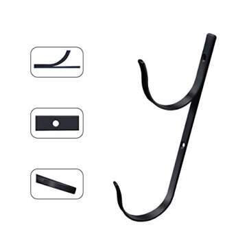 MENG ZHI AO 4 PCS Set Pool Pole Hangers Heavy Duty Black Aluminium Holder Hooks with Screws Perfect Hooks for Swimming Pool,Telescopic Poles,Skimmers,Nets Brushes,Vacuum Hose Etc