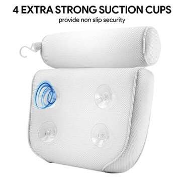 PEULEX Comfort Bath Pillow for Tub, Bath Pillow for Neck Back Support with Strong Suction Cups & Hook, Soft Bath Pillow for Luxury Bath, Hot Tub Bathtub Pillow Made with Soft Mesh, Great Gift for Wife