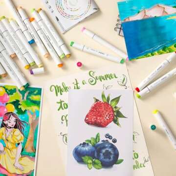 Ohuhu Brush Markers - 216-color Double Tipped Alcohol-based Art Marker Set for Artist Adults Coloring Illustration -Brush & Chisel Dual Tips - Honolulu Series of Ohuhu Markers - Refillable Ink