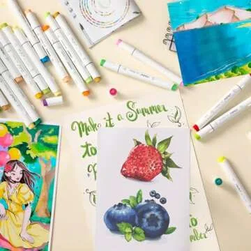 Ohuhu Brush Markers - 216-color Double Tipped Alcohol-based Art Marker Set for Artist Adults Coloring Illustration -Brush & Chisel Dual Tips - Honolulu Series of Ohuhu Markers - Refillable Ink