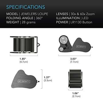 AC Infinity Jewelers Loupe with LED Light & Dual Lenses