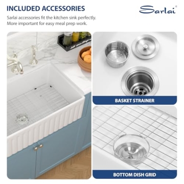 Sarlai 36 Inch White Farmhouse Sink for Elegant Kitchens