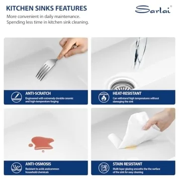 Sarlai 36 Inch White Farmhouse Sink for Elegant Kitchens