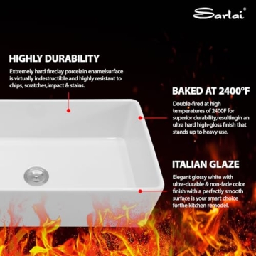 Sarlai 36 Inch White Farmhouse Sink for Elegant Kitchens