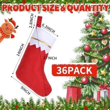 Festive 36 Pcs Red Felt Christmas Stockings Set