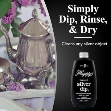 Hagerty Instant Silver Dip - Fast-Acting Tarnish Remover for Silverware and Jewelry, 12 oz.