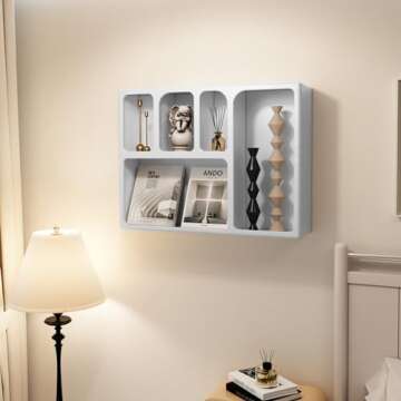 ARTPOWER Wooden Geometric Arched Wall Storage Cabinet, Modern Wall Shelves for Wall Decor, Floating Shelves, Wall Mounted Storage Organizer for Bathroom, Living Room, Bedroom, Fully Assembled