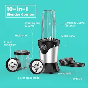 Suavo 1100W Personal Blender for Smoothies and Shakes
