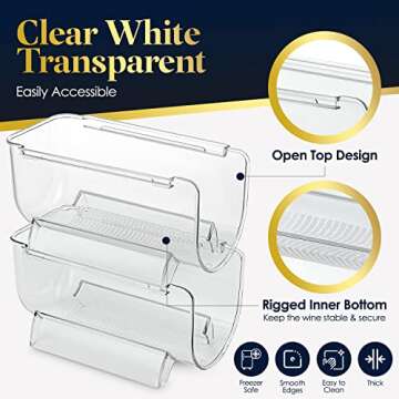 Homeries Wine & Water Bottle Organizer Holder Stackable Wine Rack for Kitchen Countertops, Table Top, Pantry, Fridge, Bars – Acrylic, Free Standing Wine Shelf – Holds Beer, Pop, Soda & Cans (2)