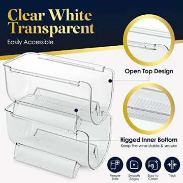 Homeries Wine & Water Bottle Organizer Holder Stackable Wine Rack for Kitchen Countertops, Table Top, Pantry, Fridge, Bars – Acrylic, Free Standing Wine Shelf – Holds Beer, Pop, Soda & Cans (2)