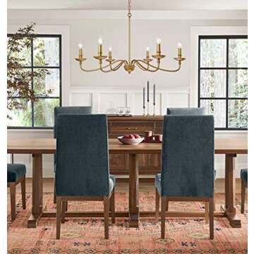 SEOL-Light 36" Dia Classic Candelabra Style Large Farmhouse Chandeliers Dining Room Light Fixture Ceiling Hanging Pendant 6 Light 240W Antique Gold Painted Finish Indoor