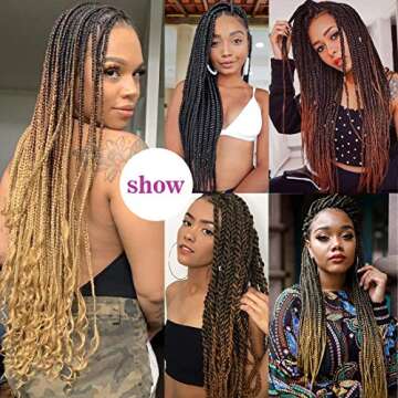 Bileaf Pre Stretched Braiding Hair 26 Inch Ombre Braiding Hair Hot Water Setting 8 Packs Long Braiding Hair Pre Stretched Soft Yaki Texture Synthetic Hair Extensions for Braids(1B-30-27)